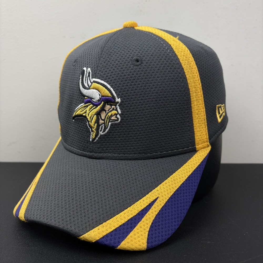 New Era Minnesota Vikings 39THIRTY Stretch Fit Hat Gray Flex Cap NFL OSFM